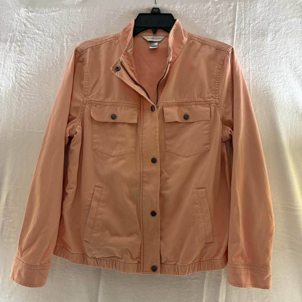 Christopher & Banks Utility Jacket Womens M Peach Cotton Button Front Casual